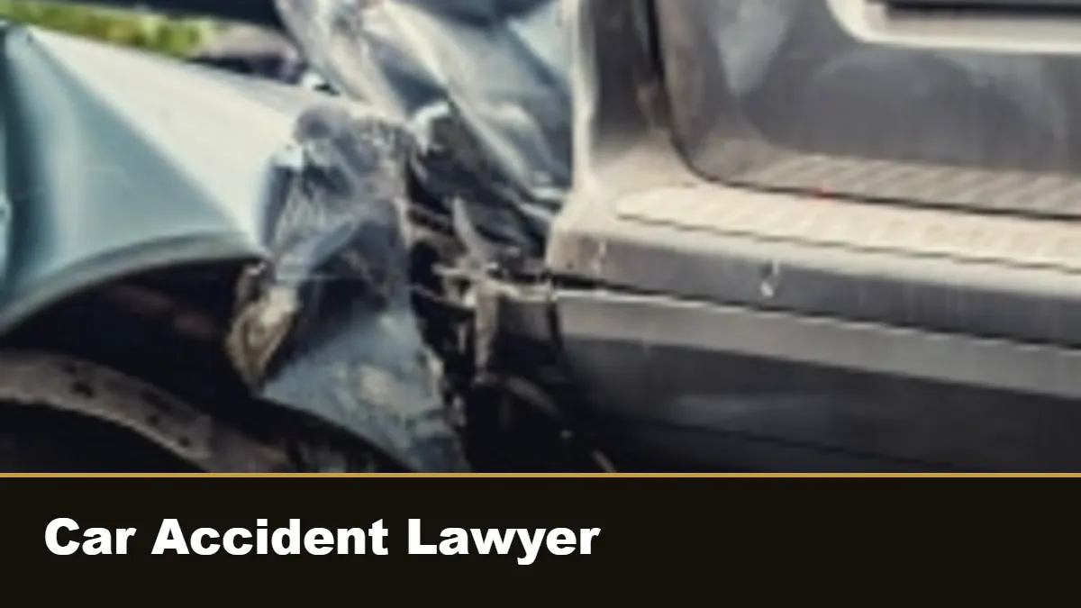 Las Vegas car accident: the crumpled front corner of a car after a collision