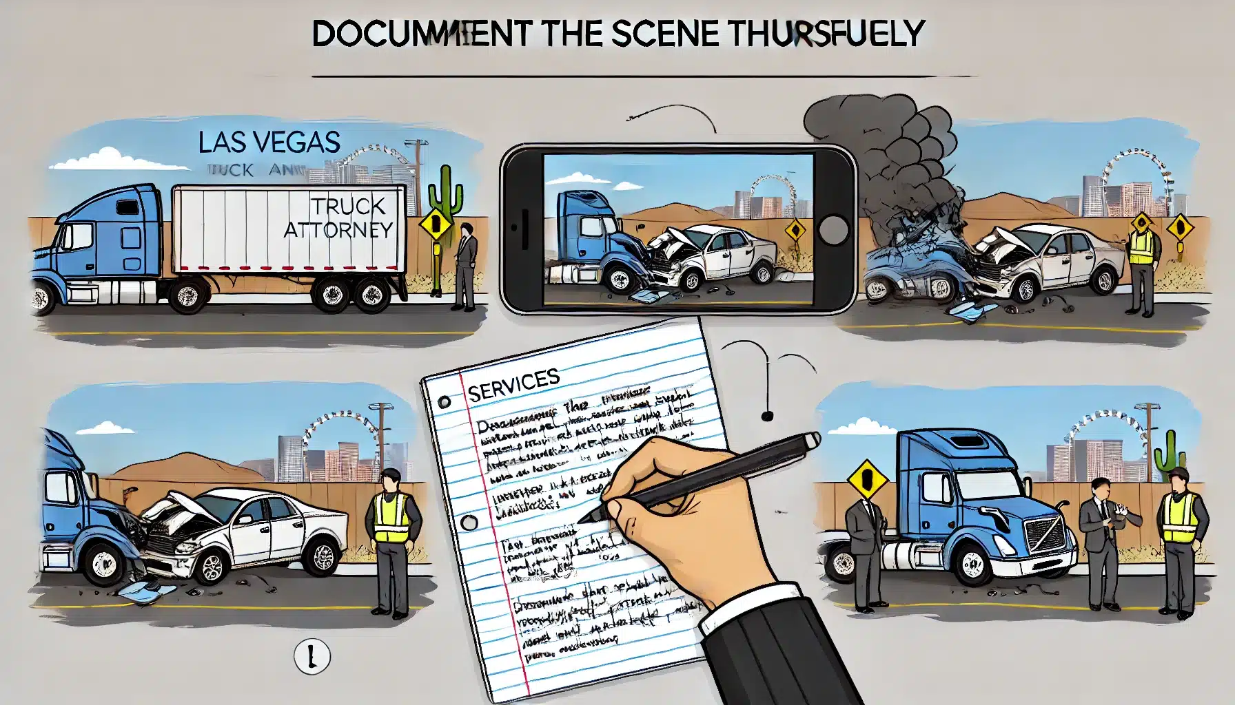 After a truck accident document the scene thoroughly