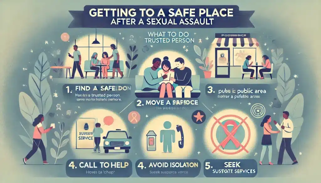 Get to a safe place as soon as possible after a sexual assault