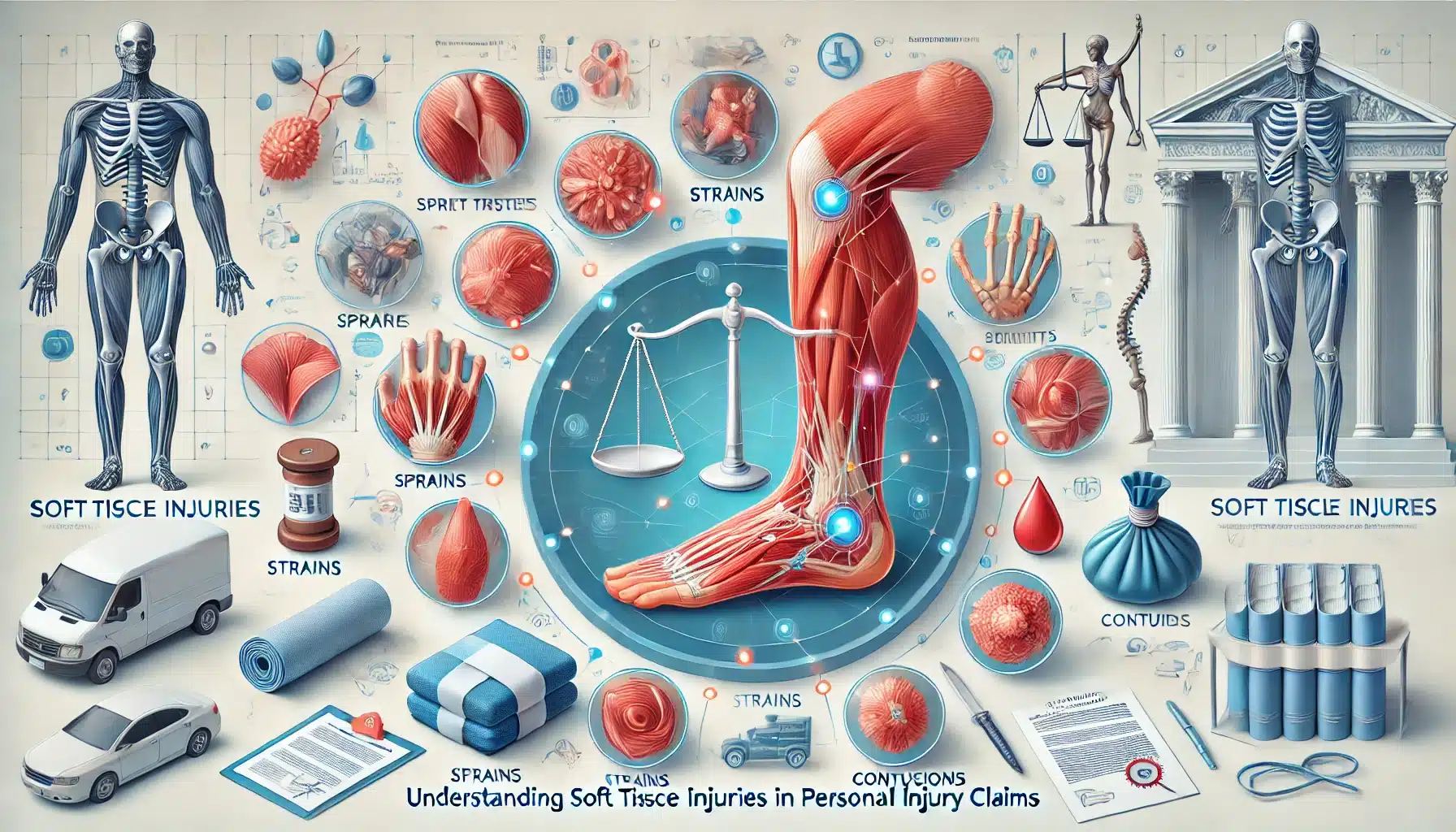 Leg muscle strain diagram from rear-end collision