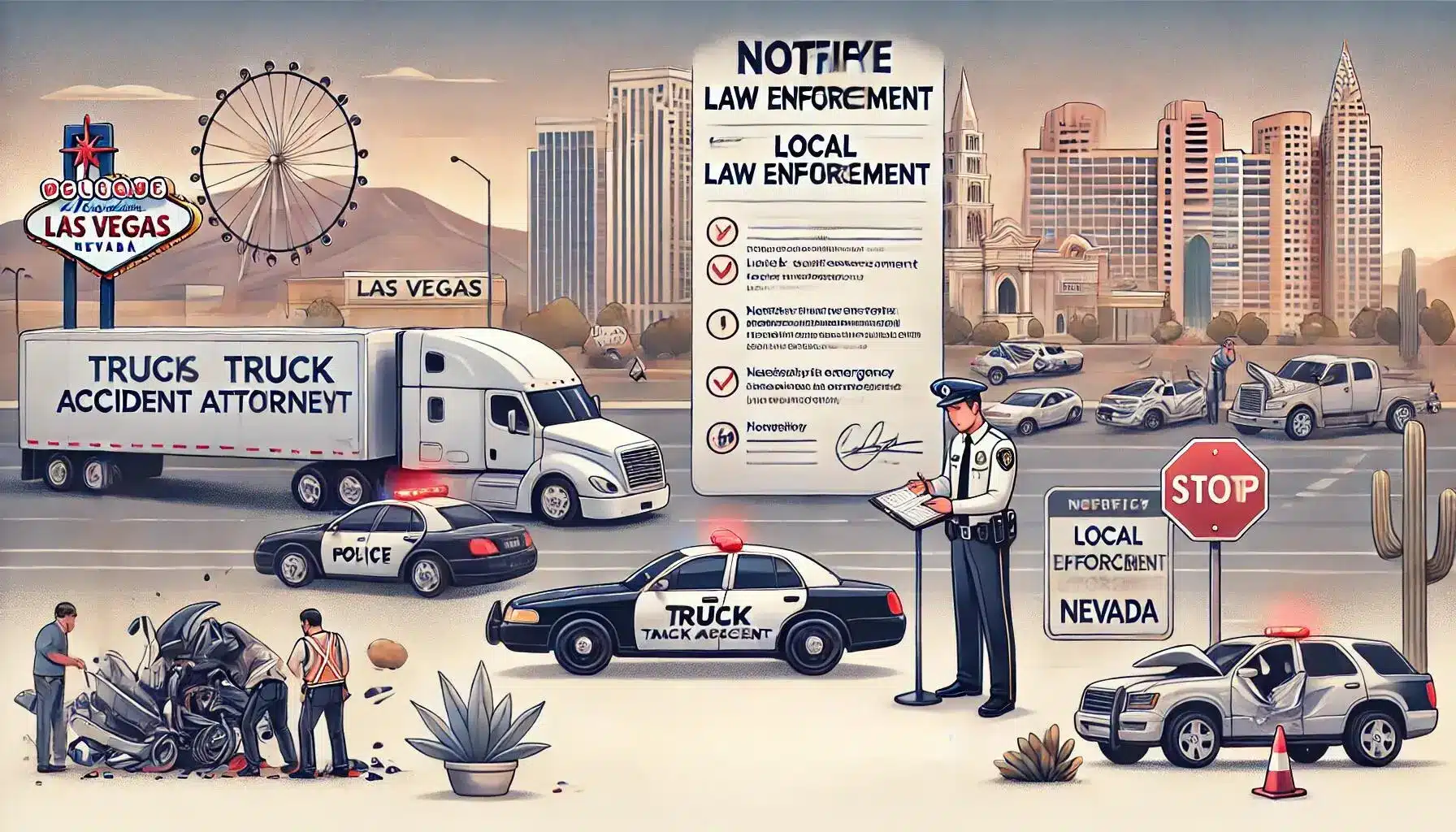 Notify local law enforcement in Nevada after a truck accident