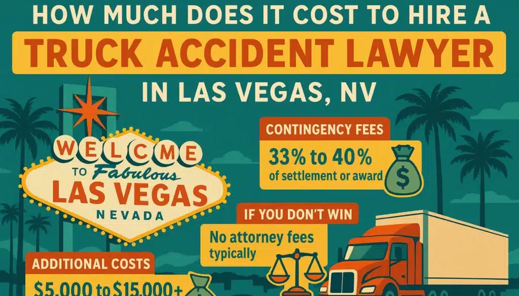 Las Vegas truck accident lawyer costs infographic showing contingency fees